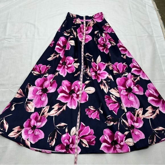 Speechless size 3 Navy Blue & Pink Floral FullMaxi Skirt NEW with tags - Picture 11 of 12